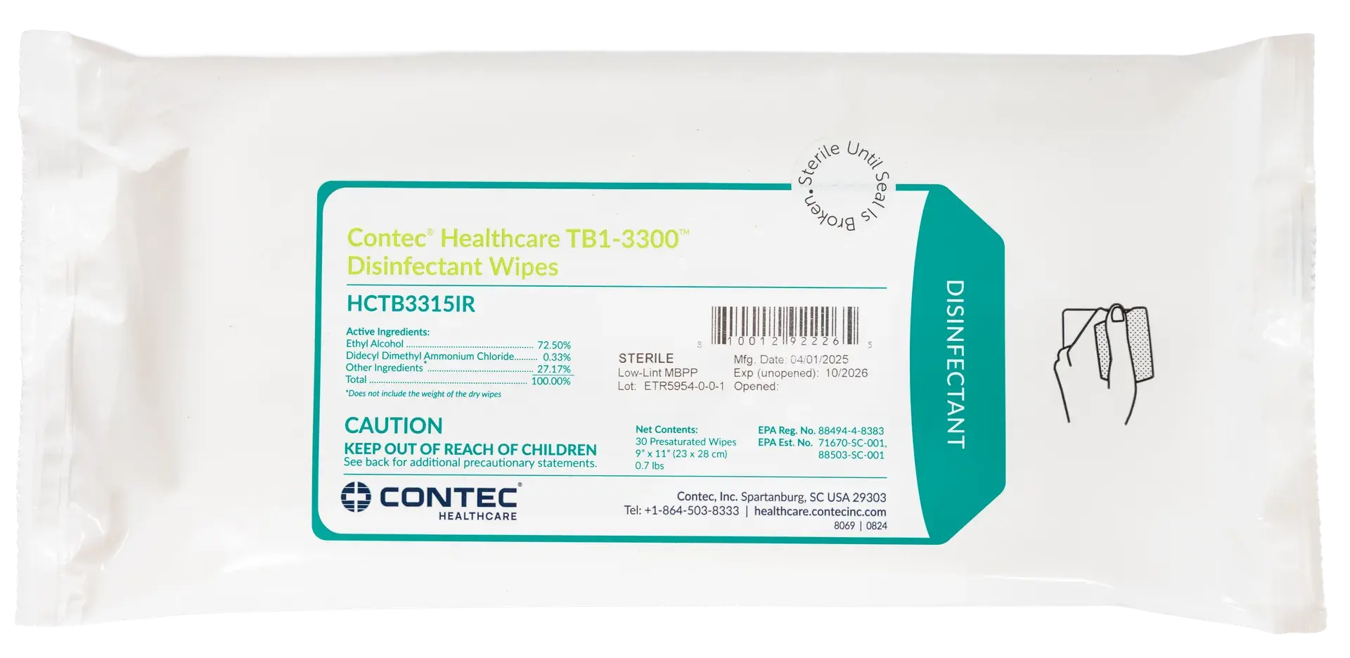 Contec® Healthcare TB1-3300™ Disinfectant Wipes